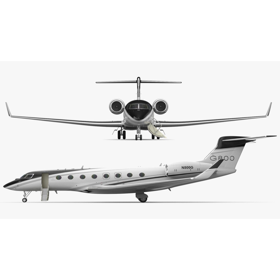 Gulfstream G800 3D Model – Large Business Jet, PBR, FBX - View 12