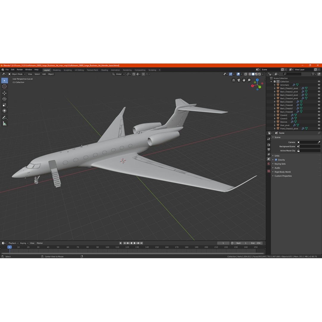 Gulfstream G800 3D Model – Large Business Jet, PBR, FBX - View 47
