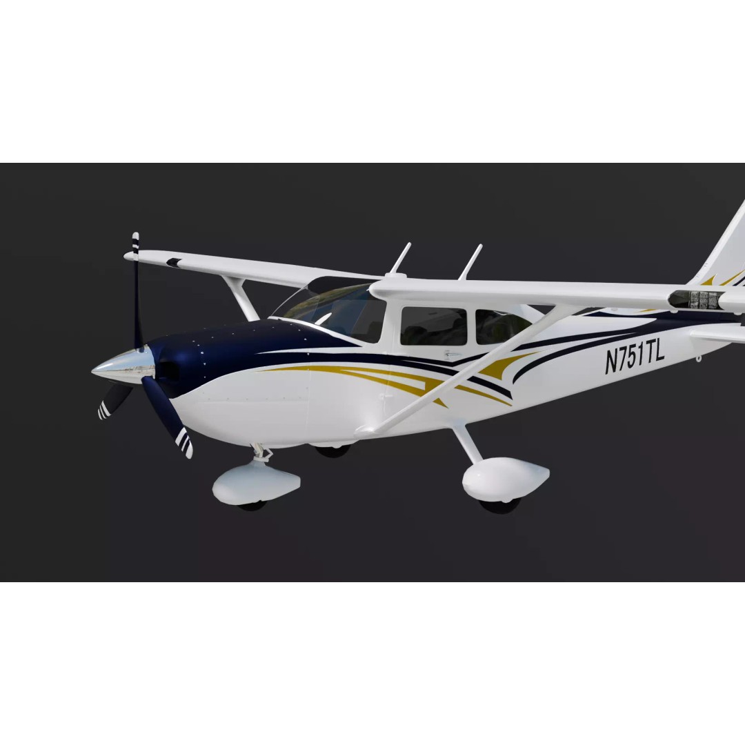 Cessna 182 Skylane 3D Model – High-Quality Aircraft Asset, PBR Textures