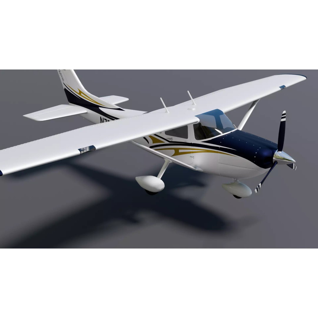 Cessna 182 Skylane 3D Model – High-Quality Aircraft Asset, PBR Textures - View 2