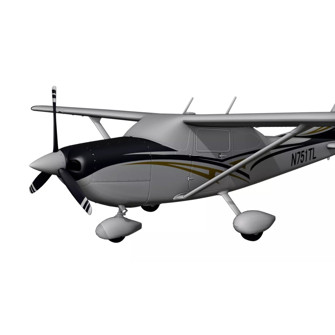 Cessna 182 Skylane 3D Model – High-Quality Aircraft Asset, PBR Textures - View 5