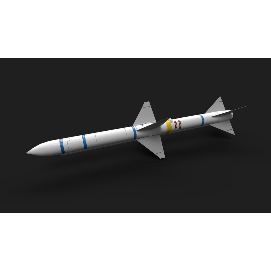 Aim7 Sparrow Air to Air Missile 3D Model – Low Poly Game Asset, FBX - View 4