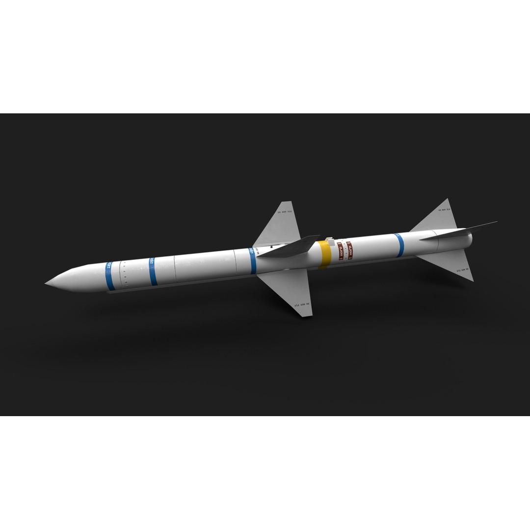 Aim7 Sparrow Air to Air Missile 3D Model – Low Poly Game Asset, FBX - View 5