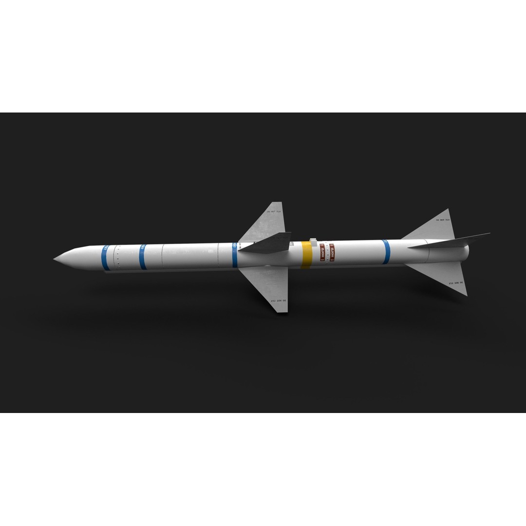 Aim7 Sparrow Air to Air Missile 3D Model – Low Poly Game Asset, FBX - View 6