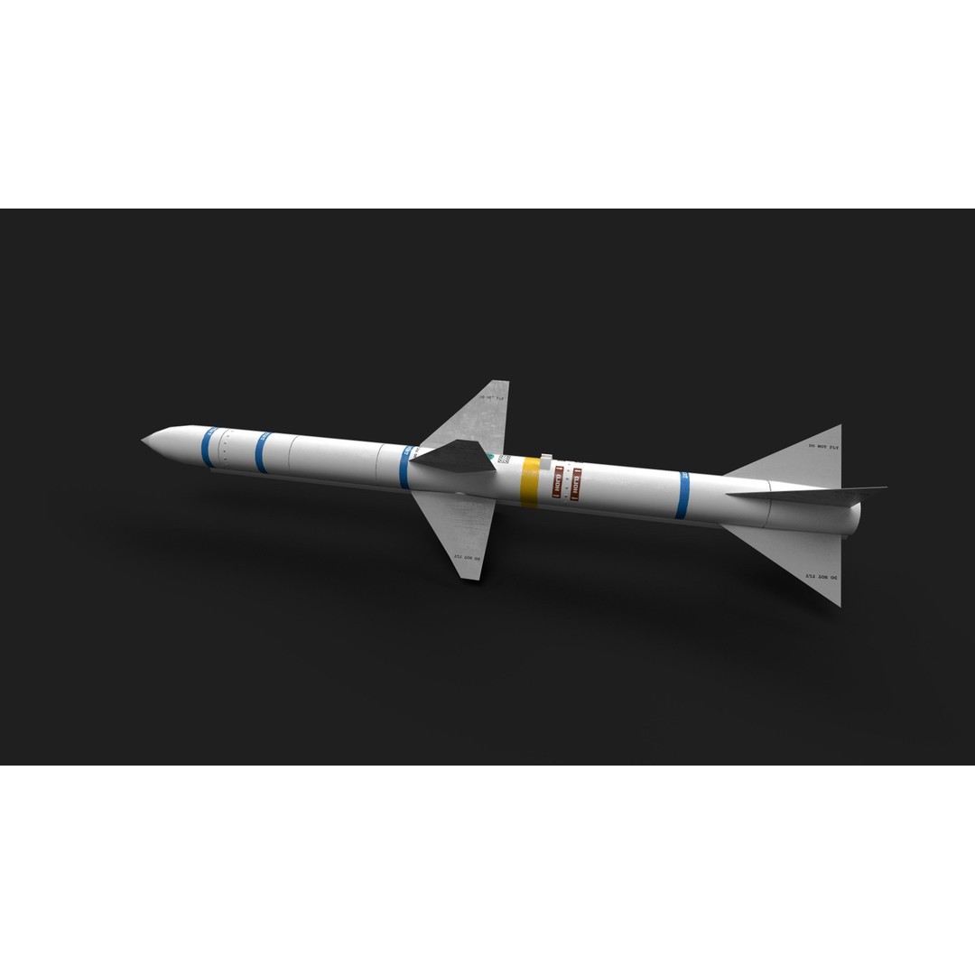 Aim7 Sparrow Air to Air Missile 3D Model – Low Poly Game Asset, FBX - View 7
