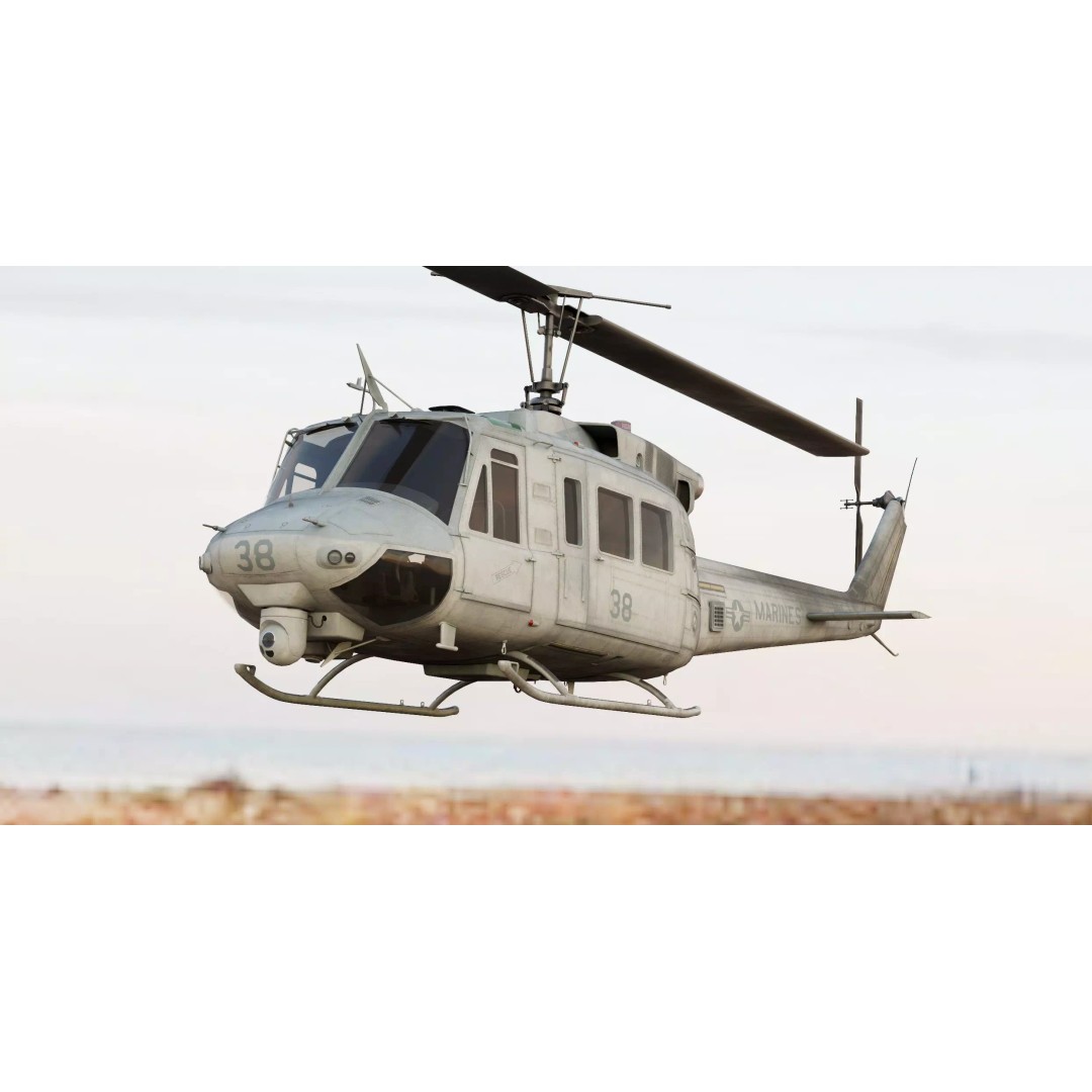 Bell UH-1N Iroquois 3D Model – High Poly Game-Ready Helicopter, FBX - View 2