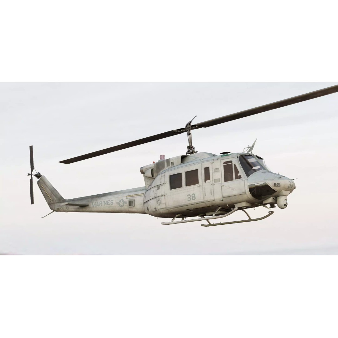 Bell UH-1N Iroquois 3D Model – High Poly Game-Ready Helicopter, FBX - View 3