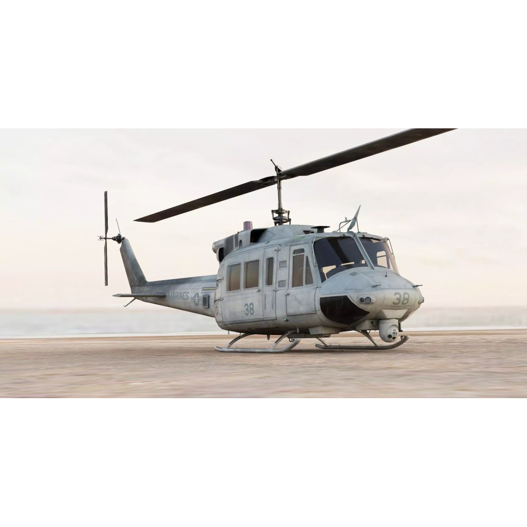 Bell UH-1N Iroquois 3D Model – High Poly Game-Ready Helicopter, FBX - View 4