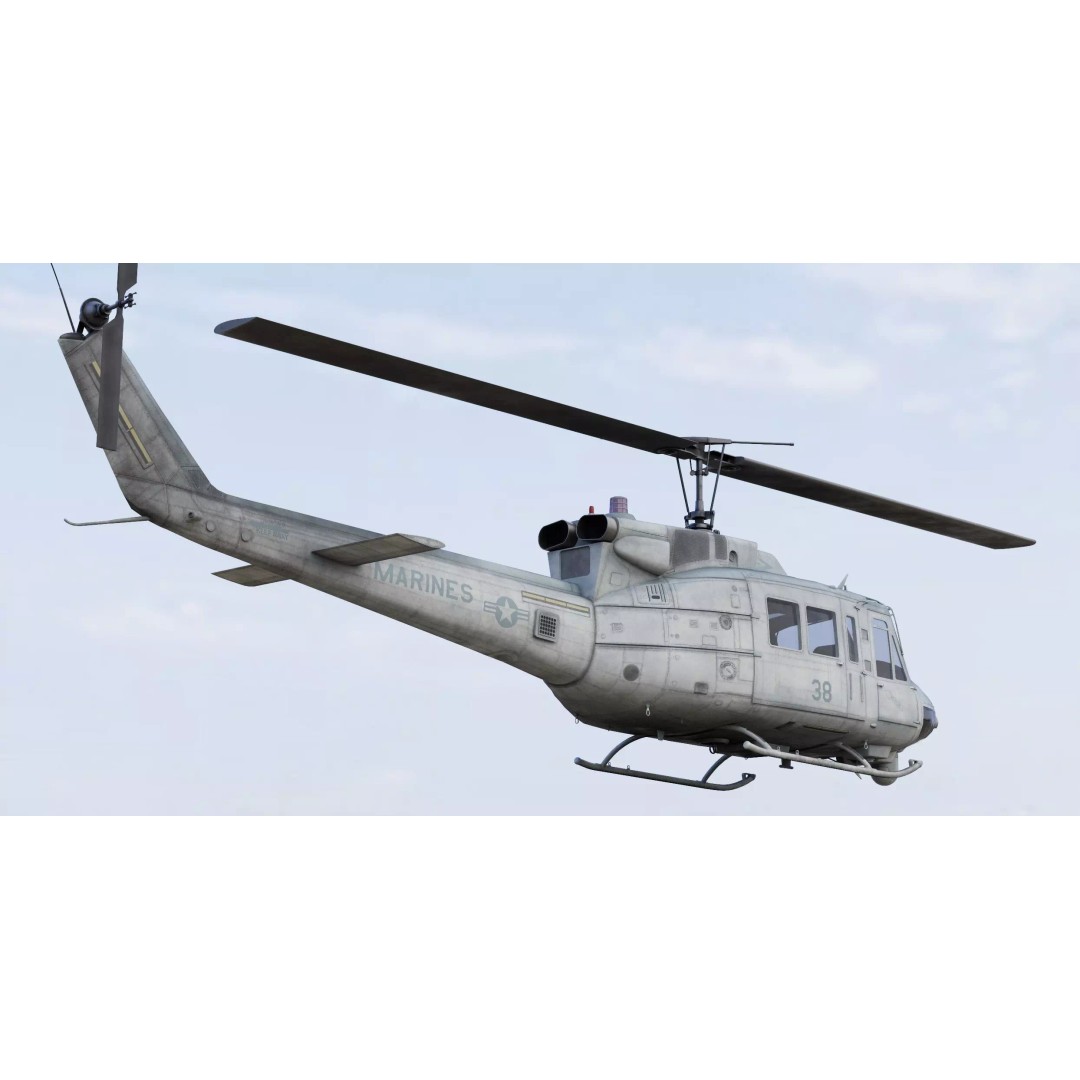 Bell UH-1N Iroquois 3D Model – High Poly Game-Ready Helicopter, FBX - View 5