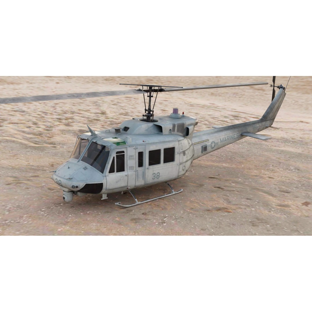 Bell UH-1N Iroquois 3D Model – High Poly Game-Ready Helicopter, FBX - View 7