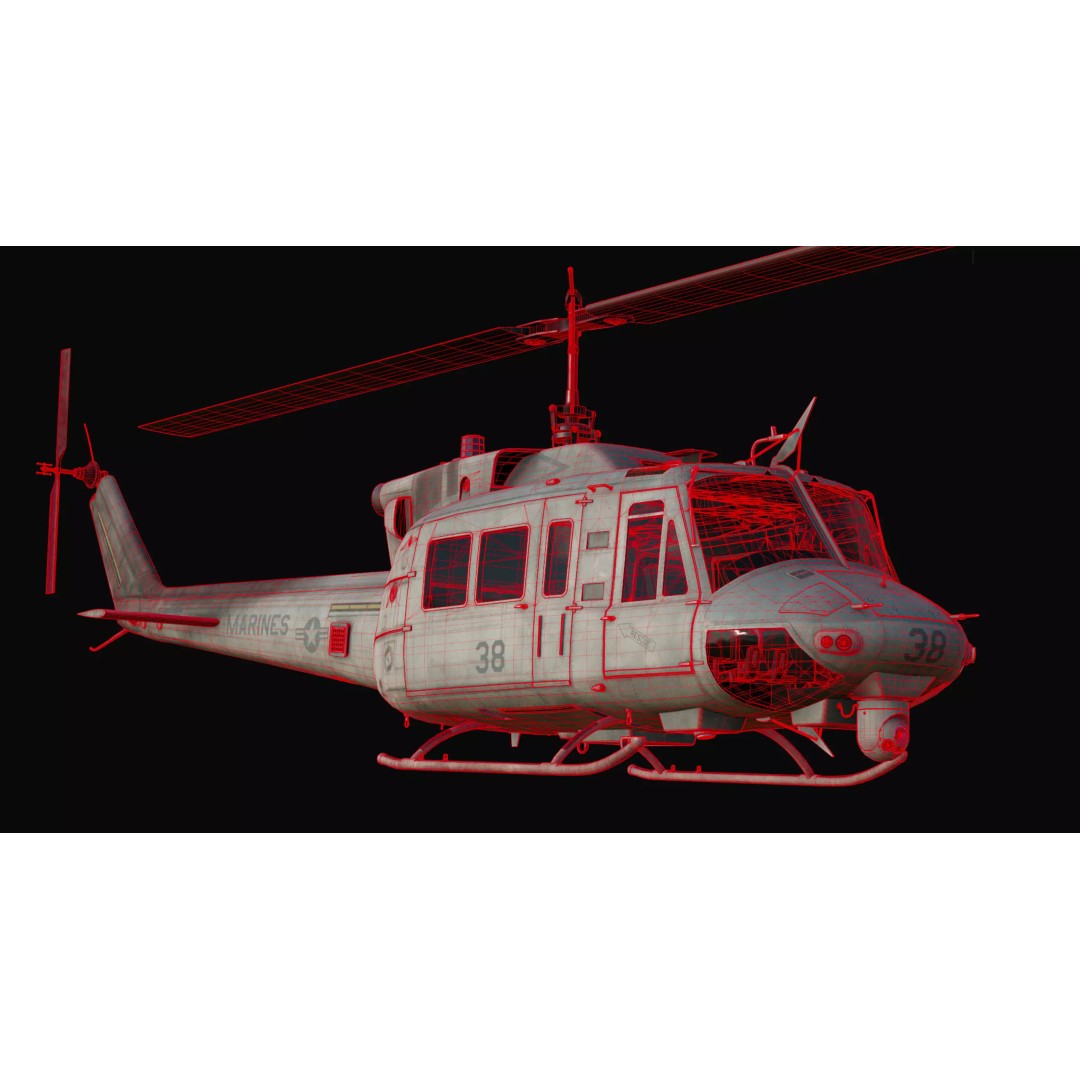 Bell UH-1N Iroquois 3D Model – High Poly Game-Ready Helicopter, FBX - View 8