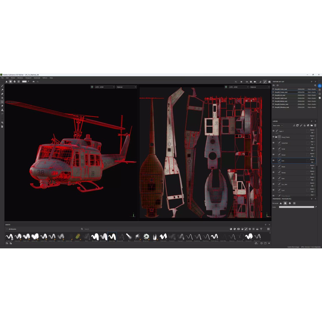 Bell UH-1N Iroquois 3D Model – High Poly Game-Ready Helicopter, FBX - View 9
