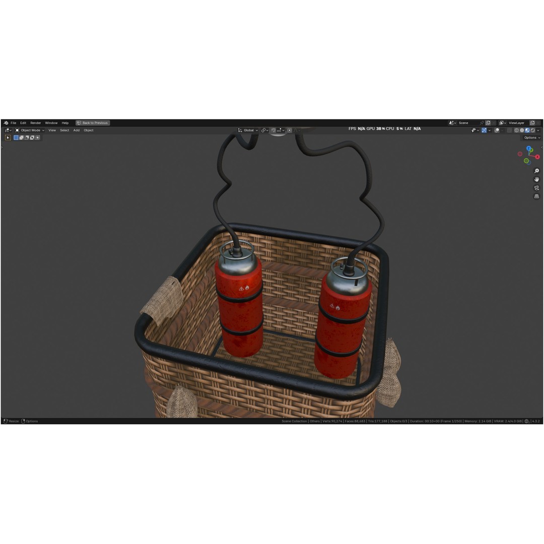 Hot Air Balloon 3D Model – PBR Game Asset, FBX, OBJ - View 17
