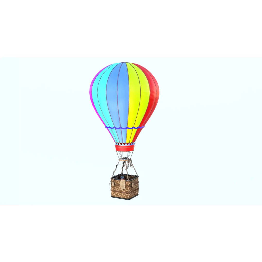 Hot Air Balloon 3D Model – PBR Game Asset, FBX, OBJ - View 2