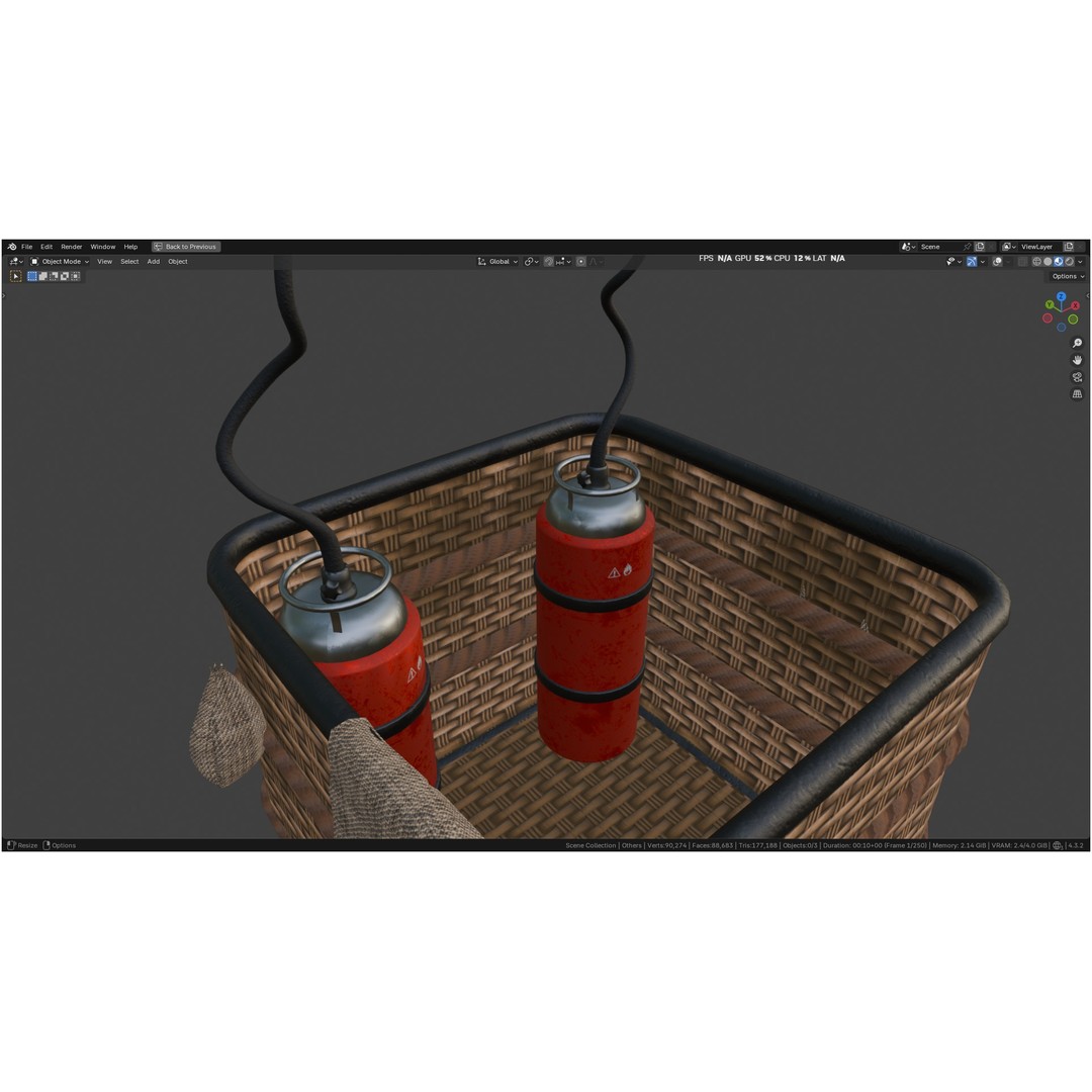 Hot Air Balloon 3D Model – PBR Game Asset, FBX, OBJ - View 23