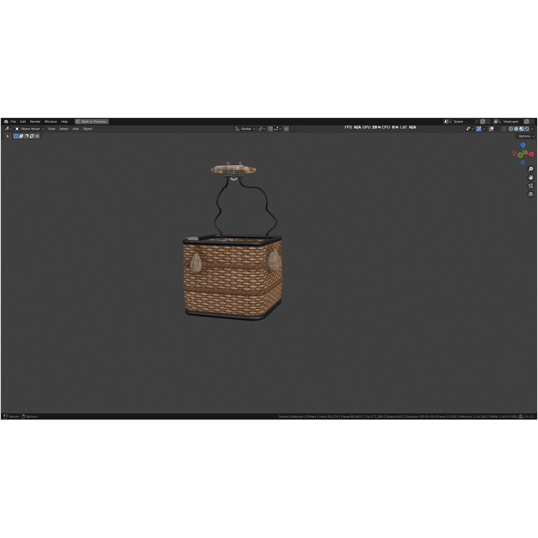 Hot Air Balloon 3D Model – PBR Game Asset, FBX, OBJ - View 26