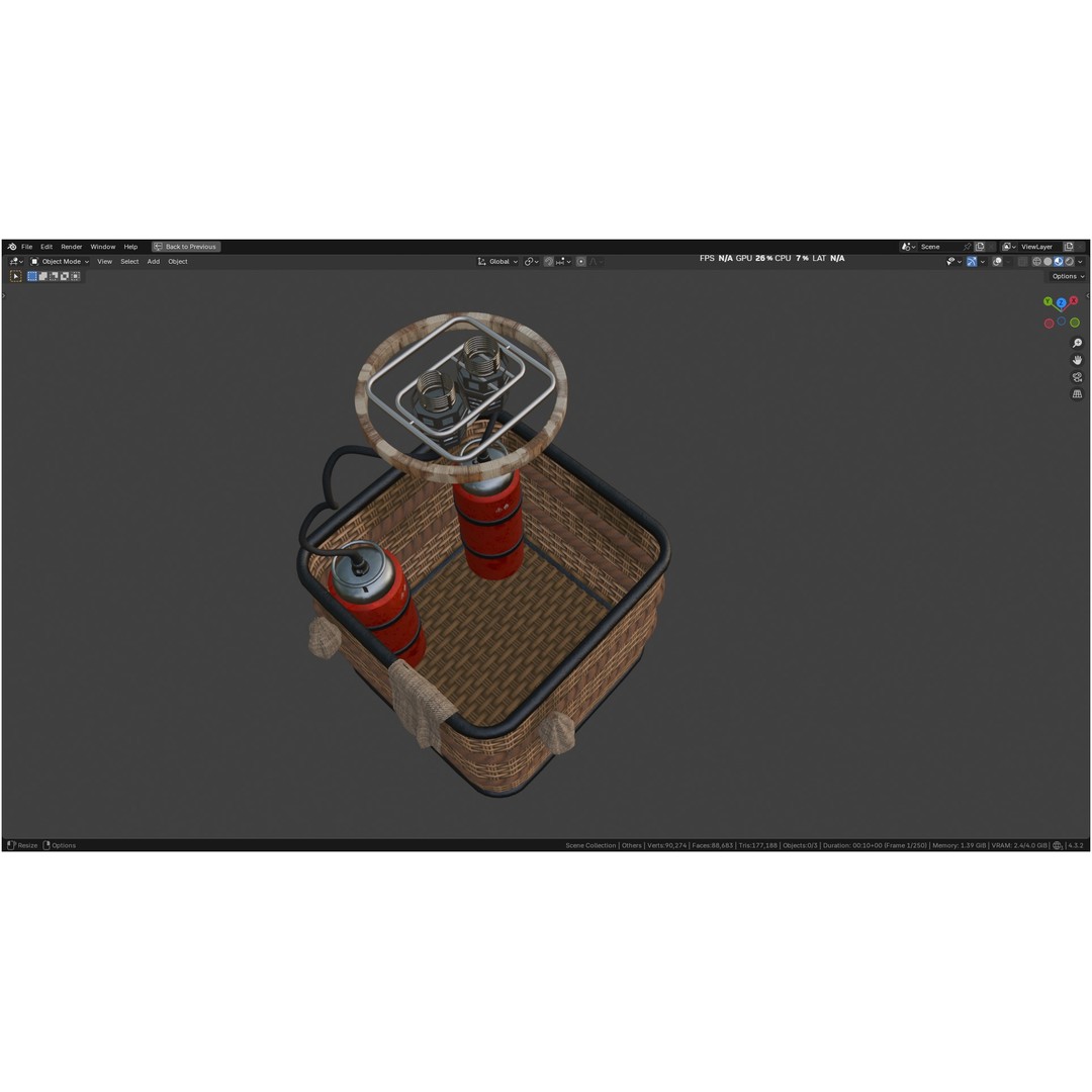Hot Air Balloon 3D Model – PBR Game Asset, FBX, OBJ - View 27