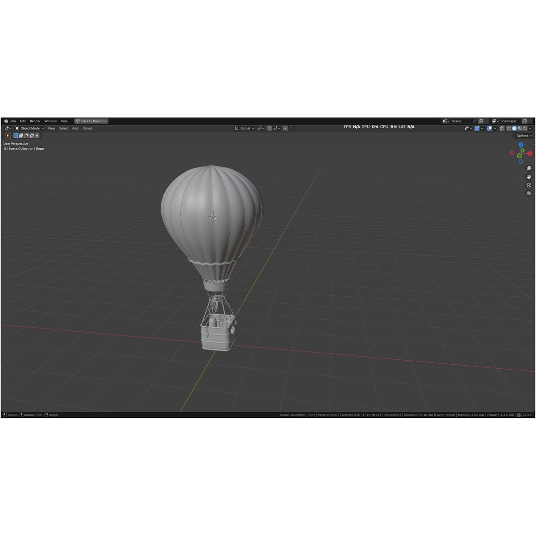 Hot Air Balloon 3D Model – PBR Game Asset, FBX, OBJ - View 41