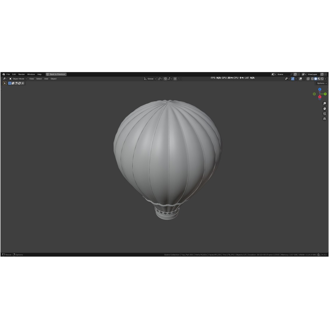 Hot Air Balloon 3D Model – PBR Game Asset, FBX, OBJ - View 44