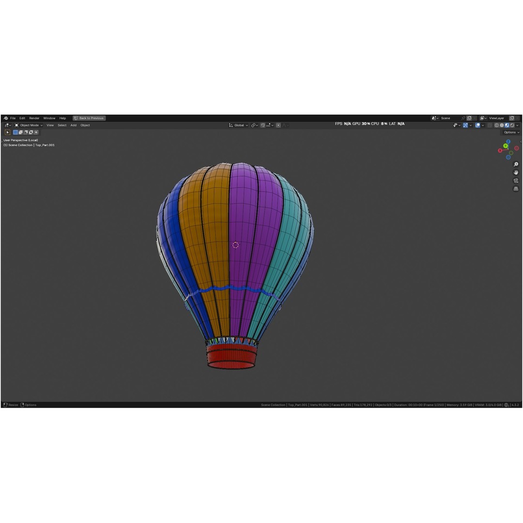 Hot Air Balloon 3D Model – PBR Game Asset, FBX, OBJ - View 52