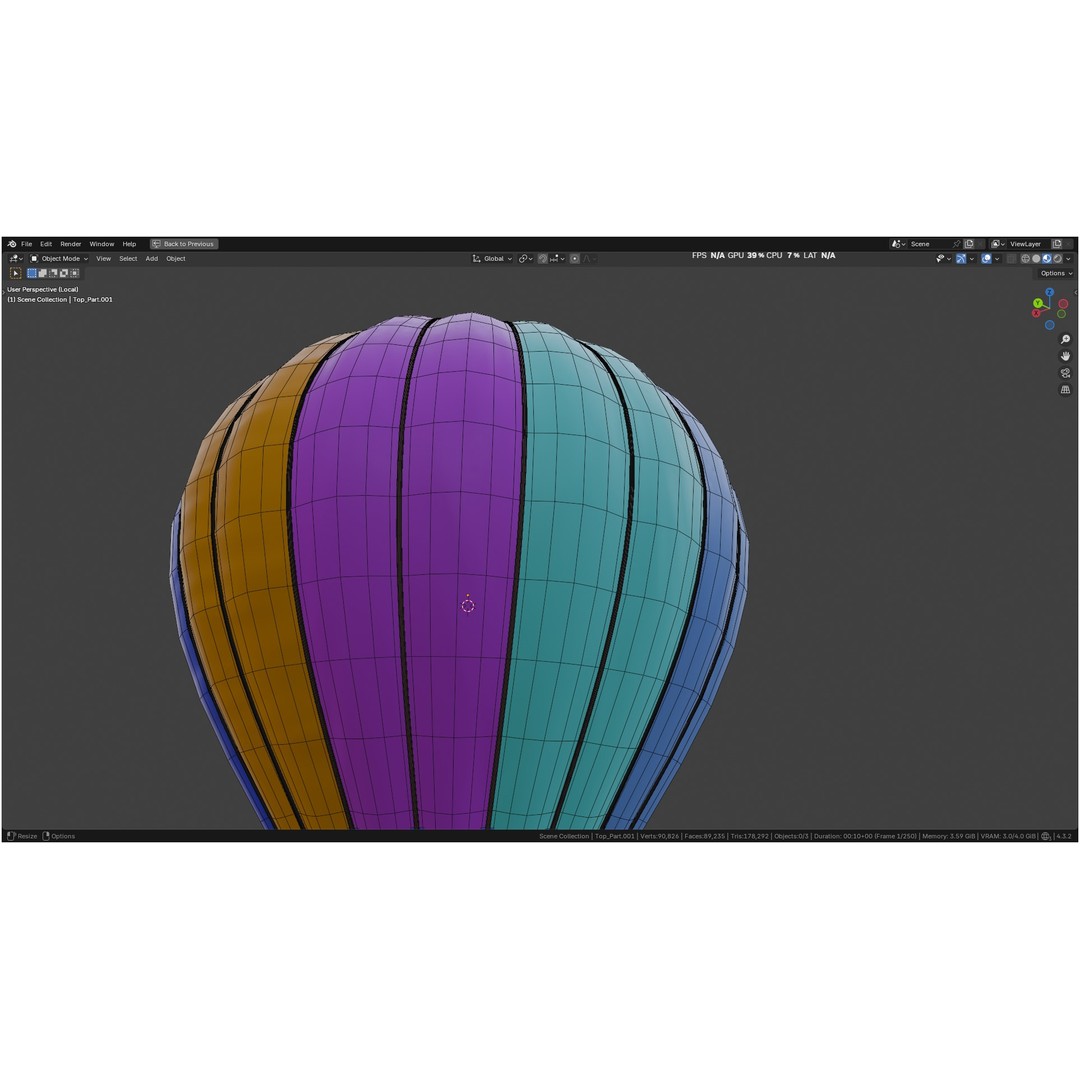 Hot Air Balloon 3D Model – PBR Game Asset, FBX, OBJ - View 54