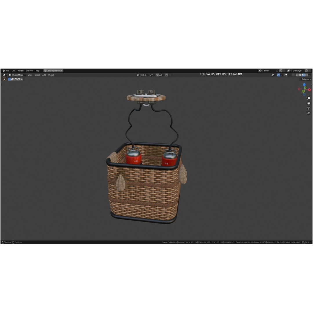 Hot Air Balloon 3D Model – PBR Game Asset, FBX, OBJ - View 58