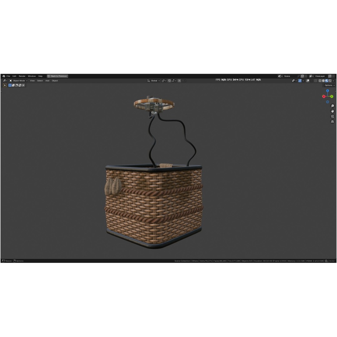 Hot Air Balloon 3D Model – PBR Game Asset, FBX, OBJ - View 6
