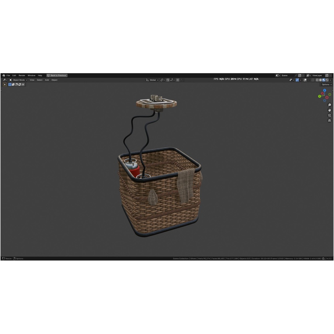 Hot Air Balloon 3D Model – PBR Game Asset, FBX, OBJ - View 60