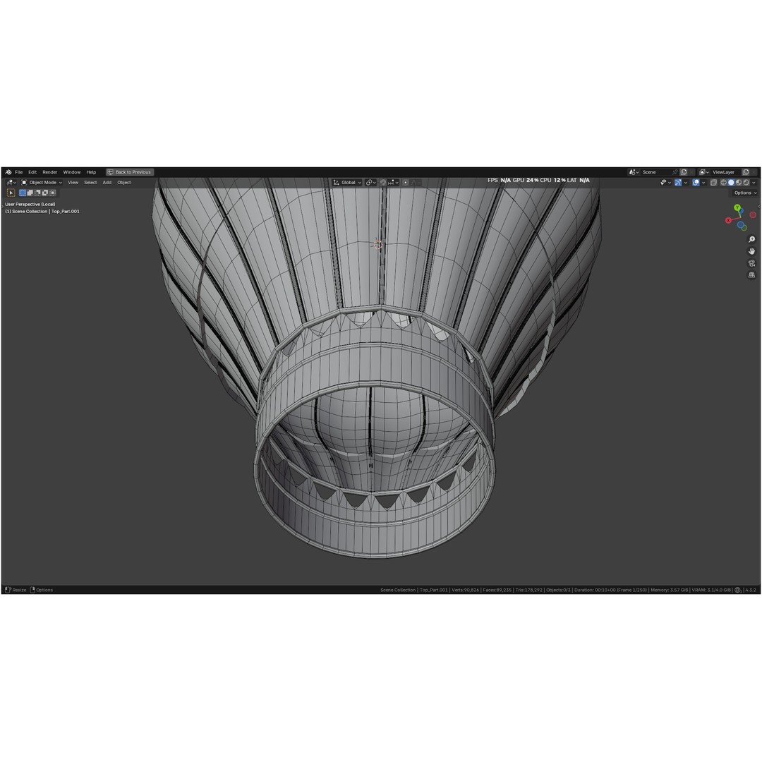 Hot Air Balloon 3D Model – PBR Game Asset, FBX, OBJ - View 62