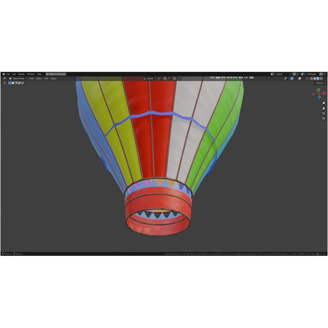 Hot Air Balloon 3D Model – PBR Game Asset, FBX, OBJ - View 70