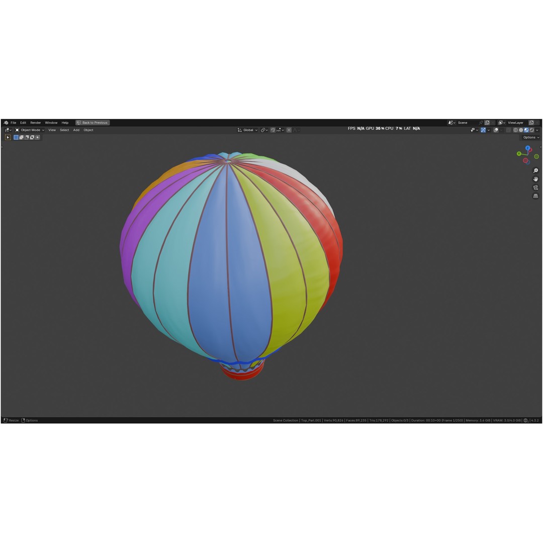 Hot Air Balloon 3D Model – PBR Game Asset, FBX, OBJ - View 89