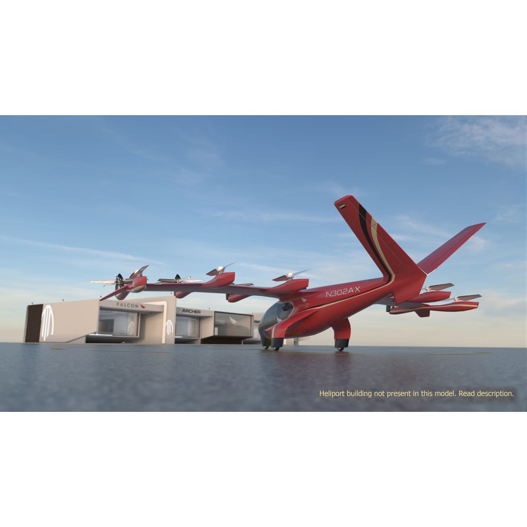 Archer EVTOL 3D Model – Low Poly Helicopter with Tilt Animation