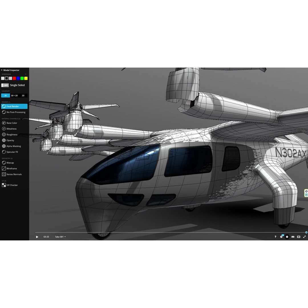 Archer EVTOL 3D Model – Low Poly Helicopter with Tilt Animation - View 10