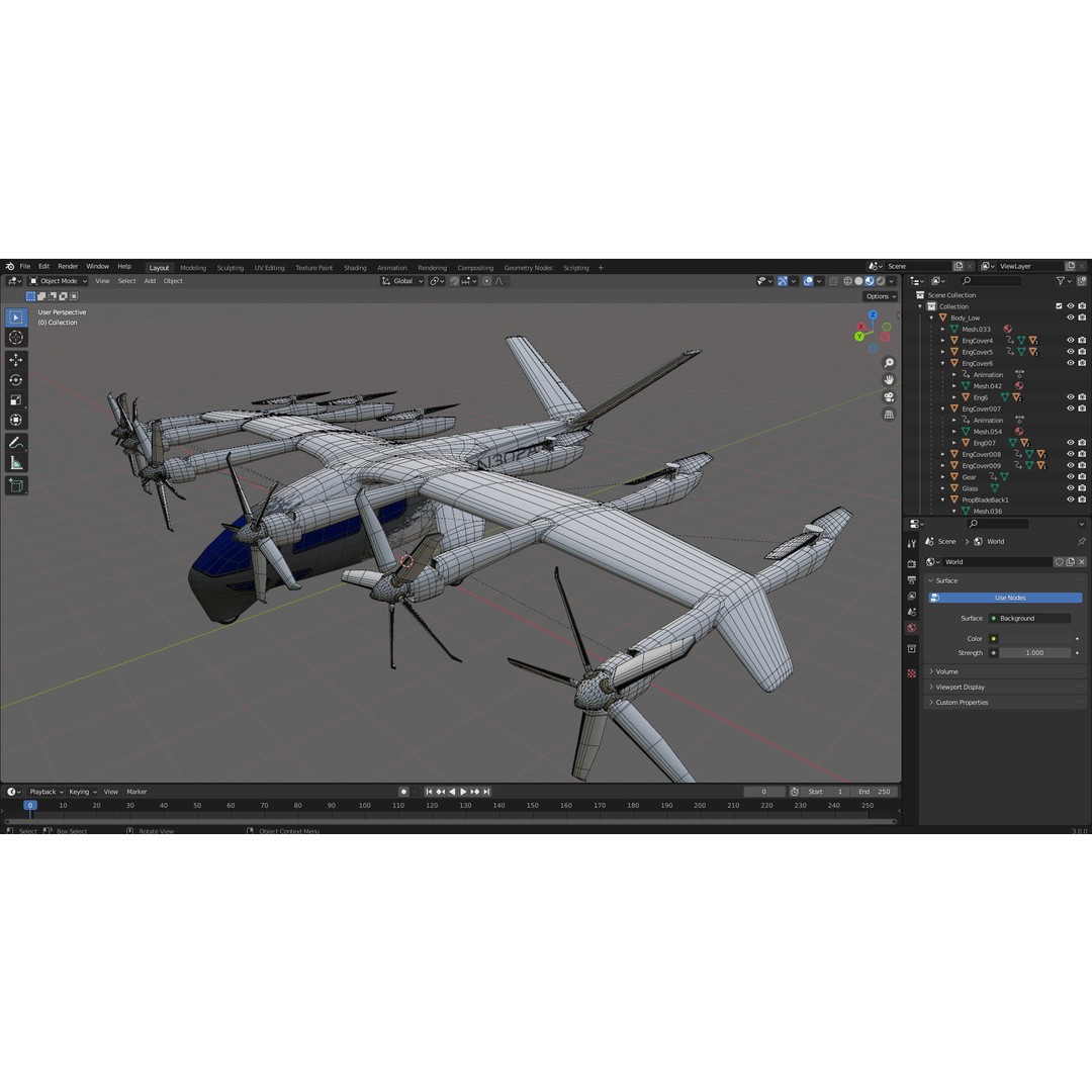 Archer EVTOL 3D Model – Low Poly Helicopter with Tilt Animation - View 16