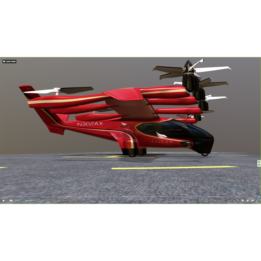 Archer EVTOL 3D Model – Low Poly Helicopter with Tilt Animation - View 17
