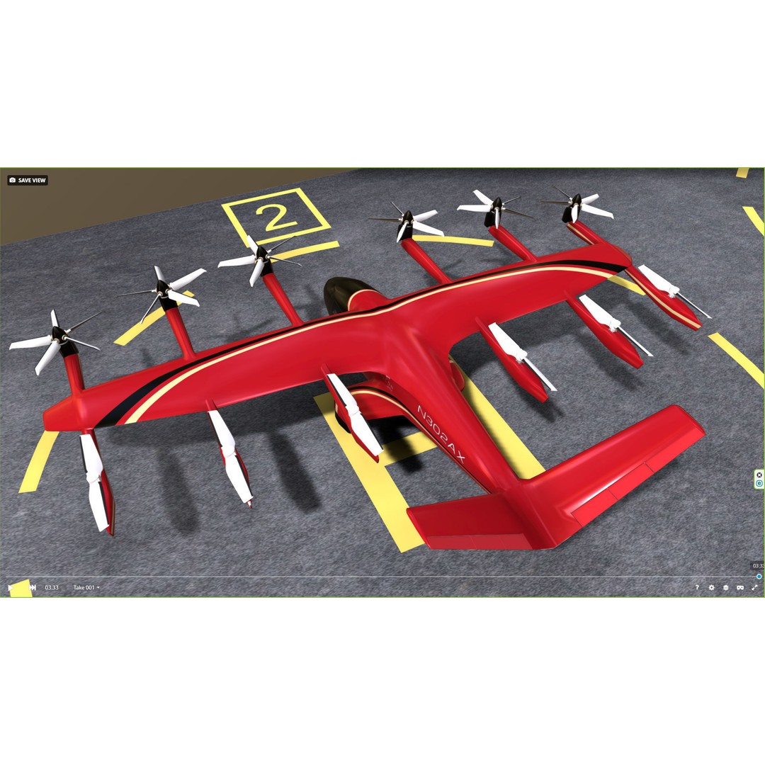 Archer EVTOL 3D Model – Low Poly Helicopter with Tilt Animation - View 18