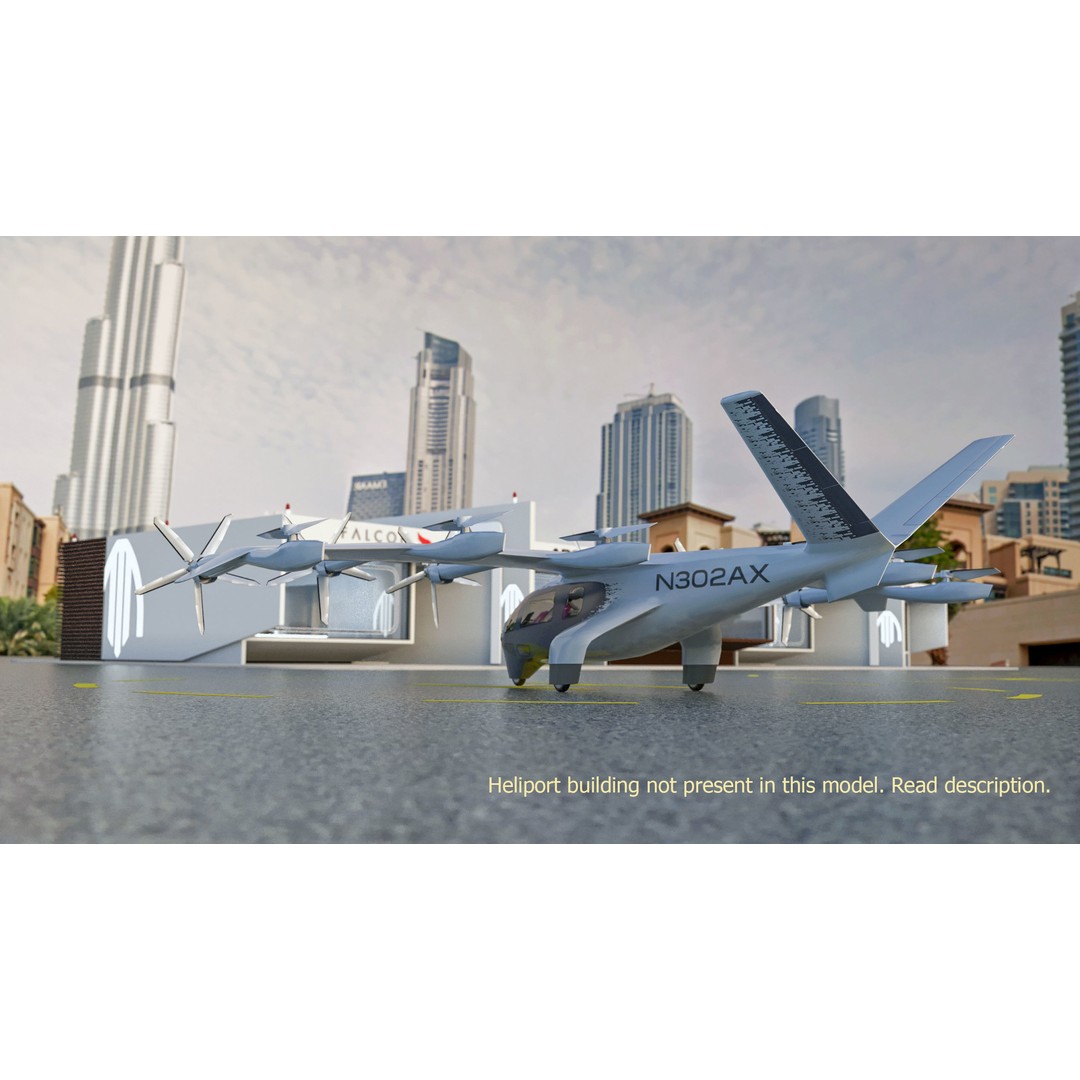 Archer EVTOL 3D Model – Low Poly Helicopter with Tilt Animation - View 23