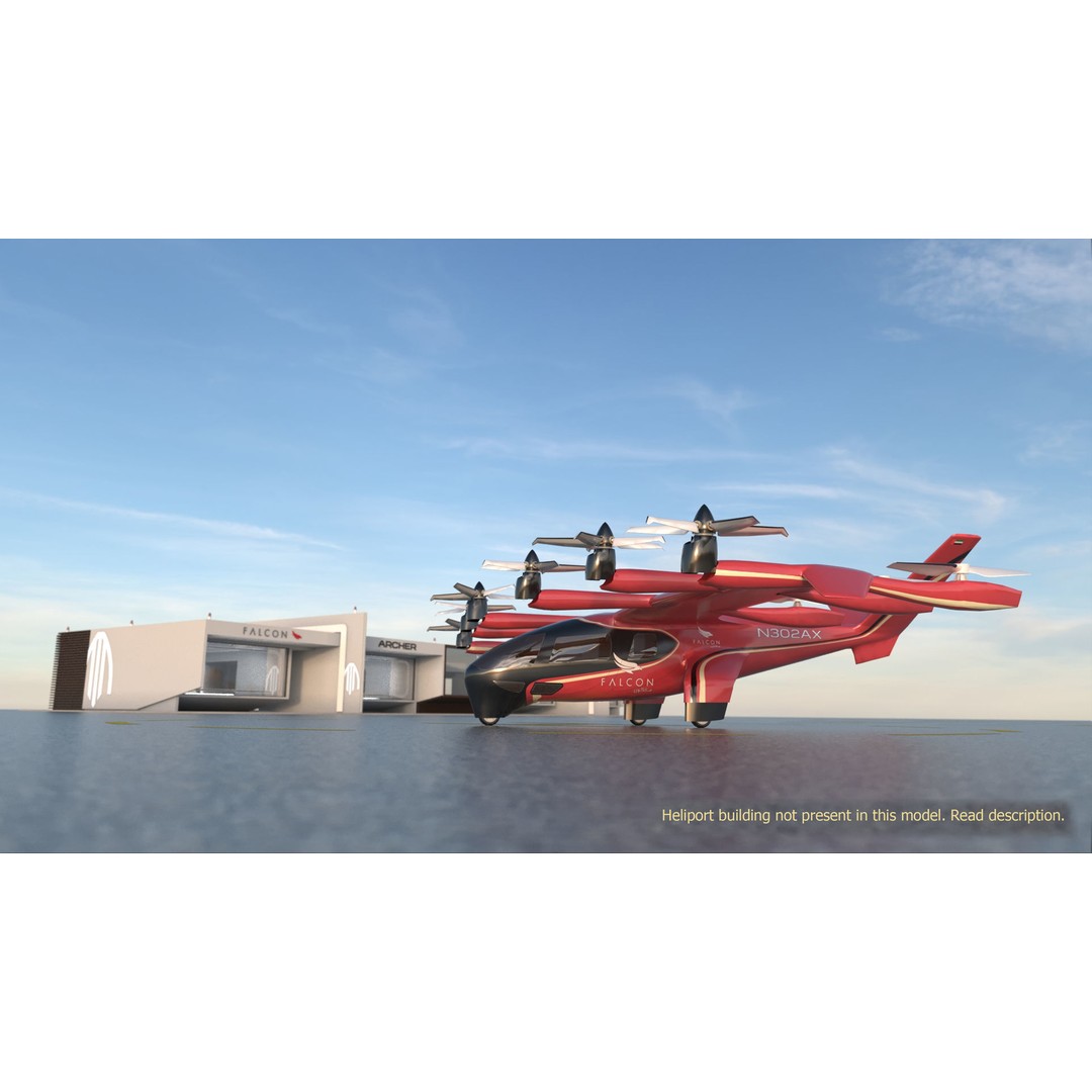 Archer EVTOL 3D Model – Low Poly Helicopter with Tilt Animation - View 25