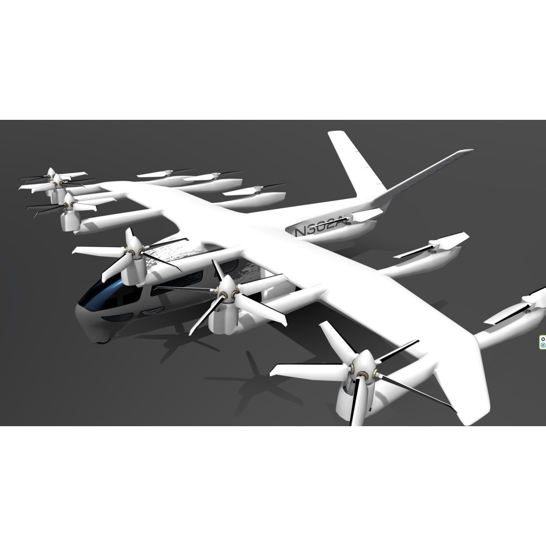Archer EVTOL 3D Model – Low Poly Helicopter with Tilt Animation - View 3