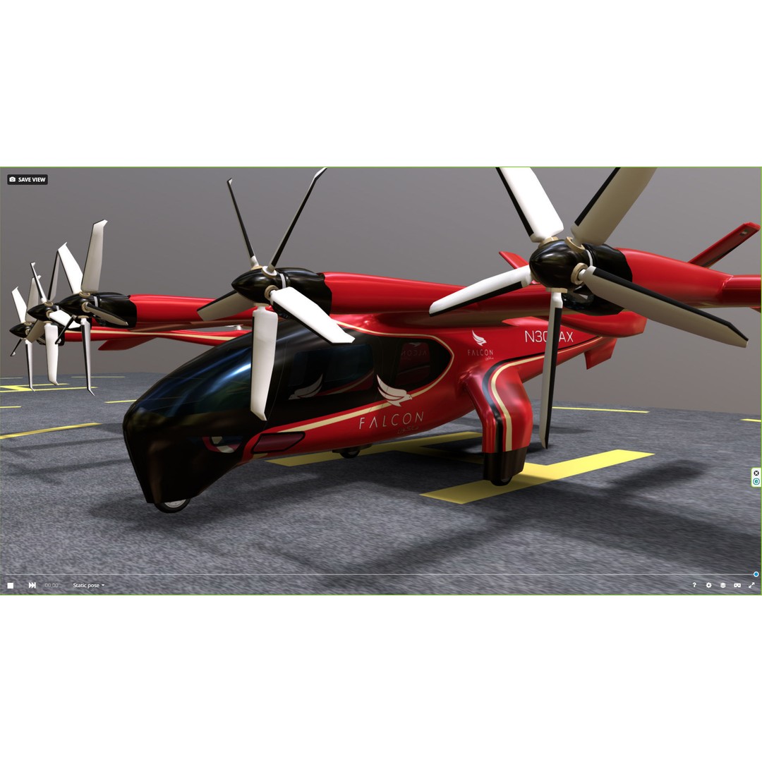 Archer EVTOL 3D Model – Low Poly Helicopter with Tilt Animation - View 4