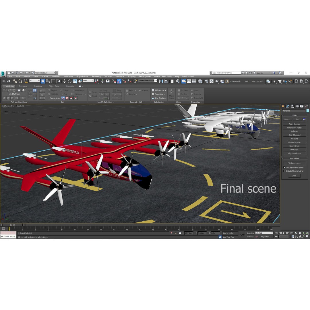Archer EVTOL 3D Model – Low Poly Helicopter with Tilt Animation - View 5