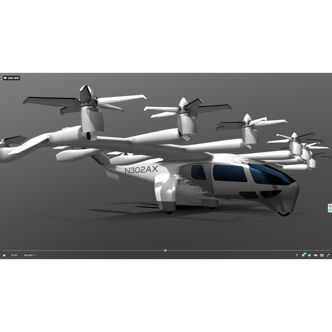 Archer EVTOL 3D Model – Low Poly Helicopter with Tilt Animation - View 6