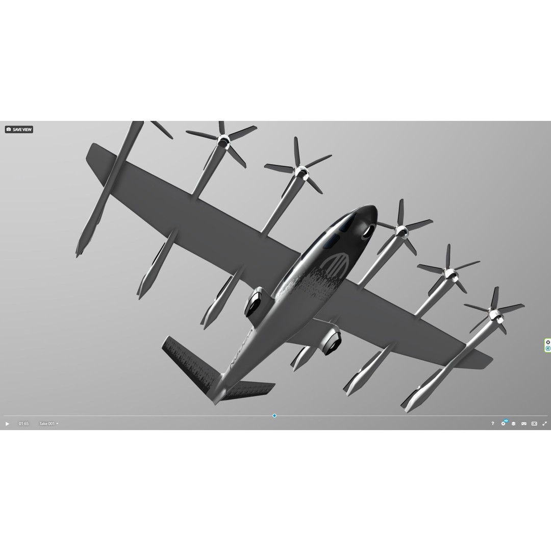 Archer EVTOL 3D Model – Low Poly Helicopter with Tilt Animation - View 7