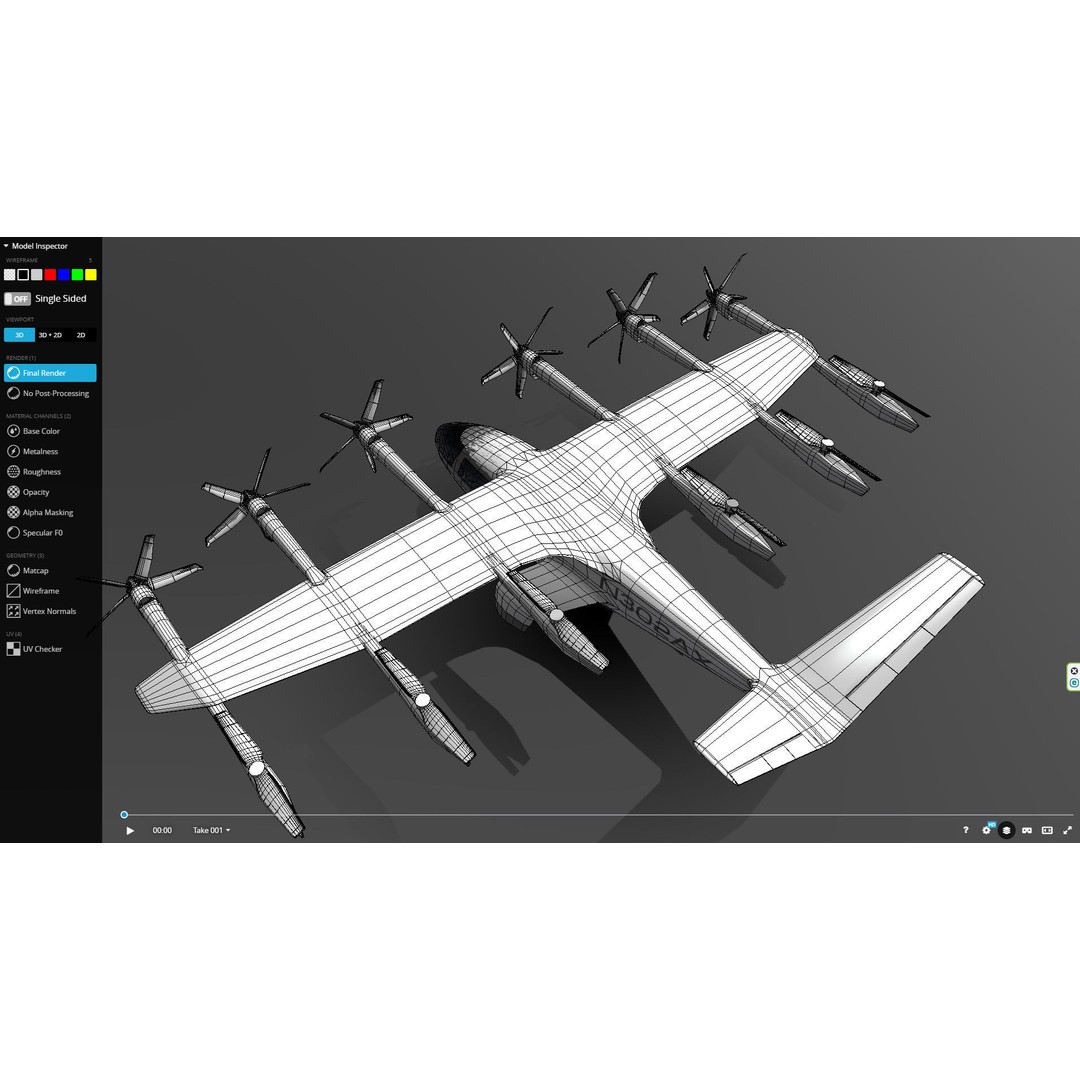 Archer EVTOL 3D Model – Low Poly Helicopter with Tilt Animation - View 9