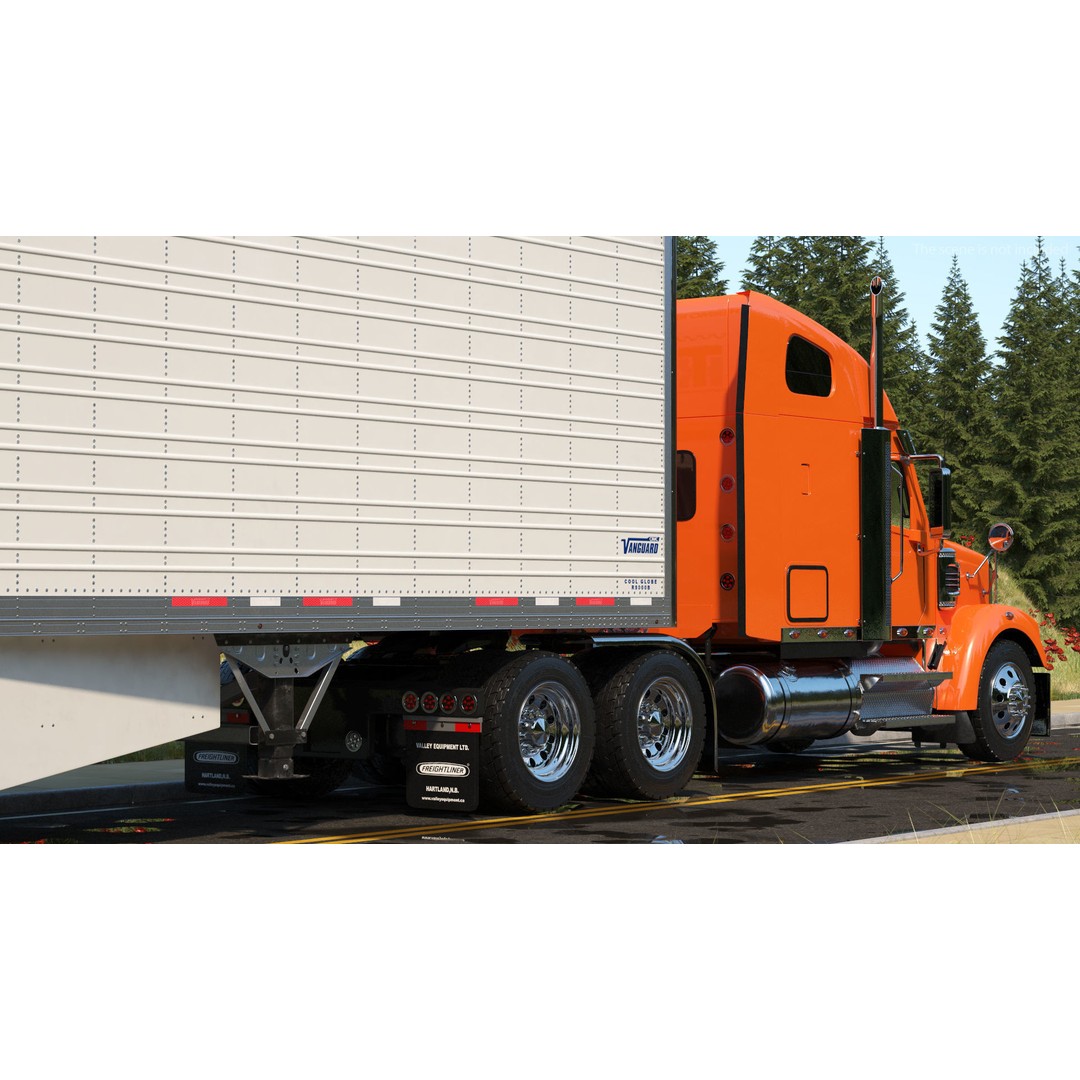 Freightliner Truck 3D Model – Rigged Reefer Trailer for Animation - View 10