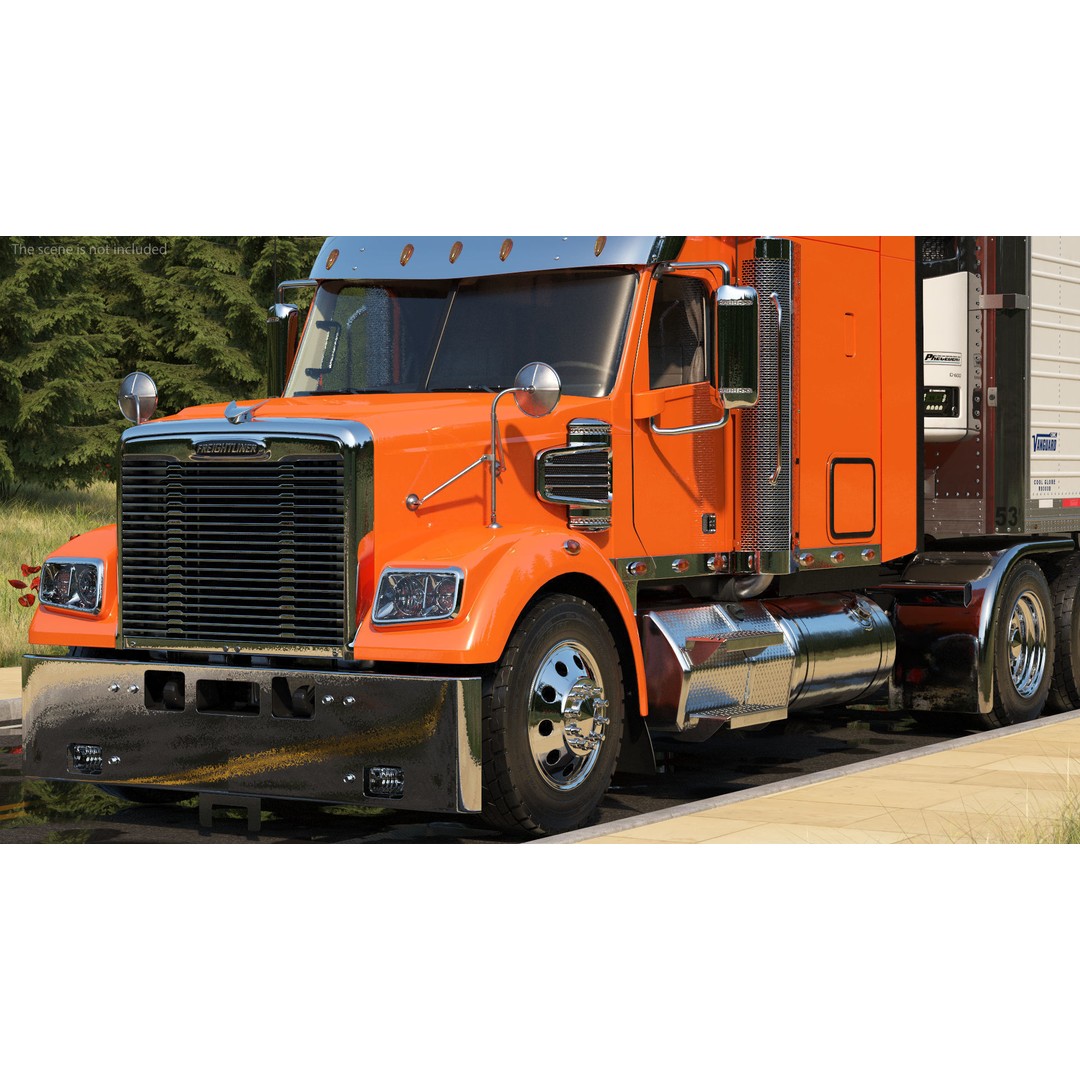 Freightliner Truck 3D Model – Rigged Reefer Trailer for Animation - View 13