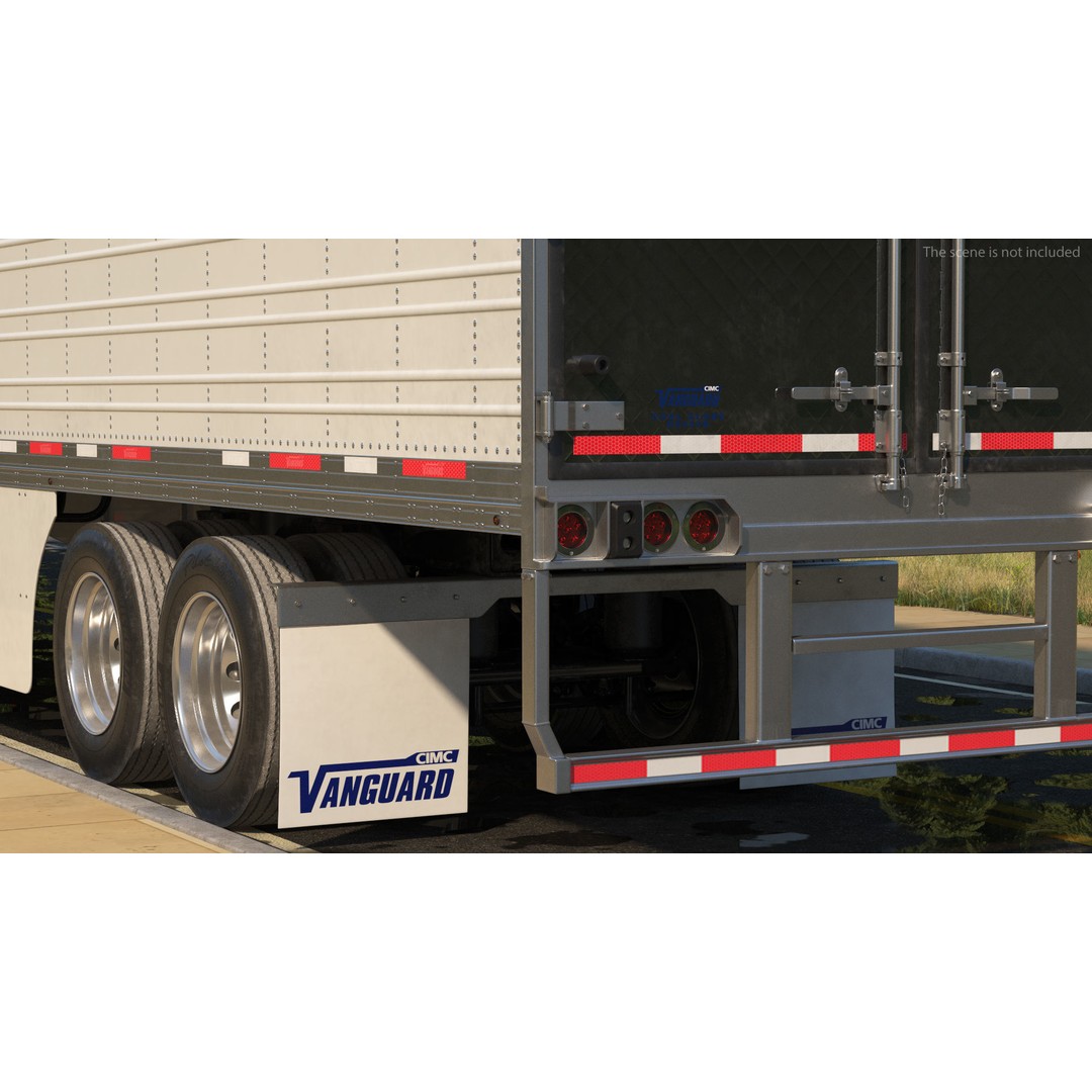 Freightliner Truck 3D Model – Rigged Reefer Trailer for Animation - View 14