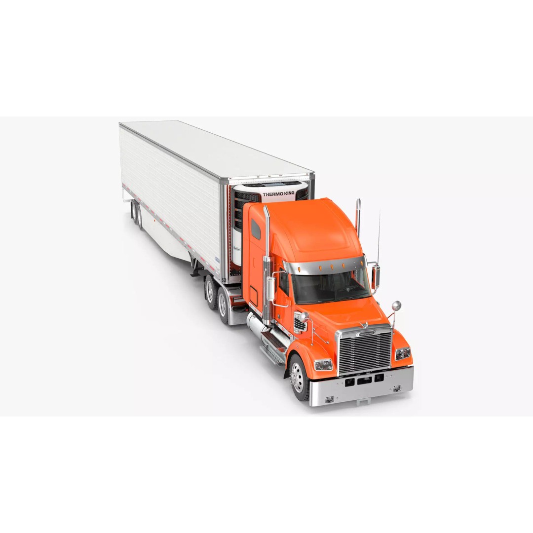 Freightliner Truck 3D Model – Rigged Reefer Trailer for Animation - View 2