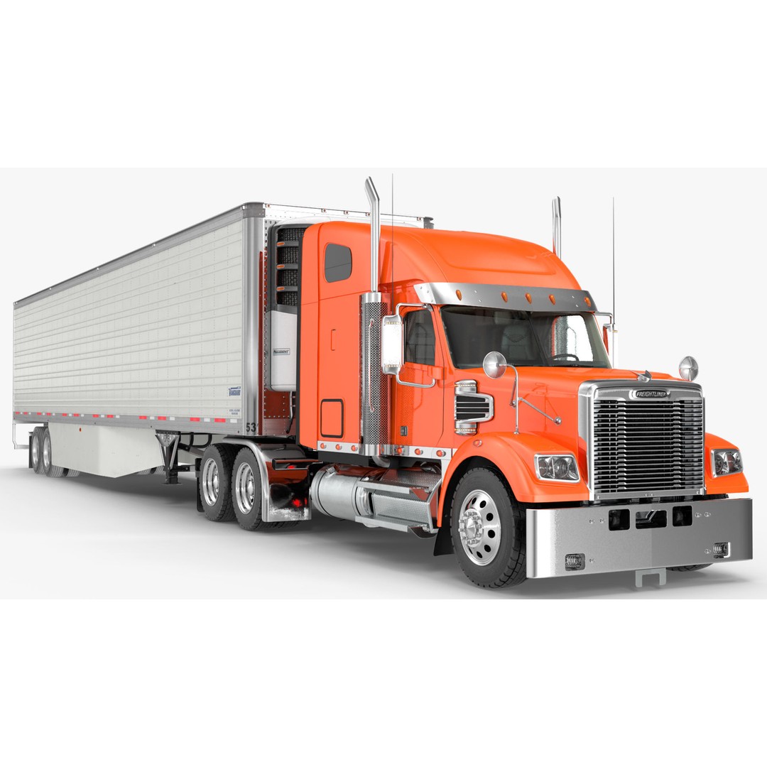 Freightliner Truck 3D Model – Rigged Reefer Trailer for Animation - View 22