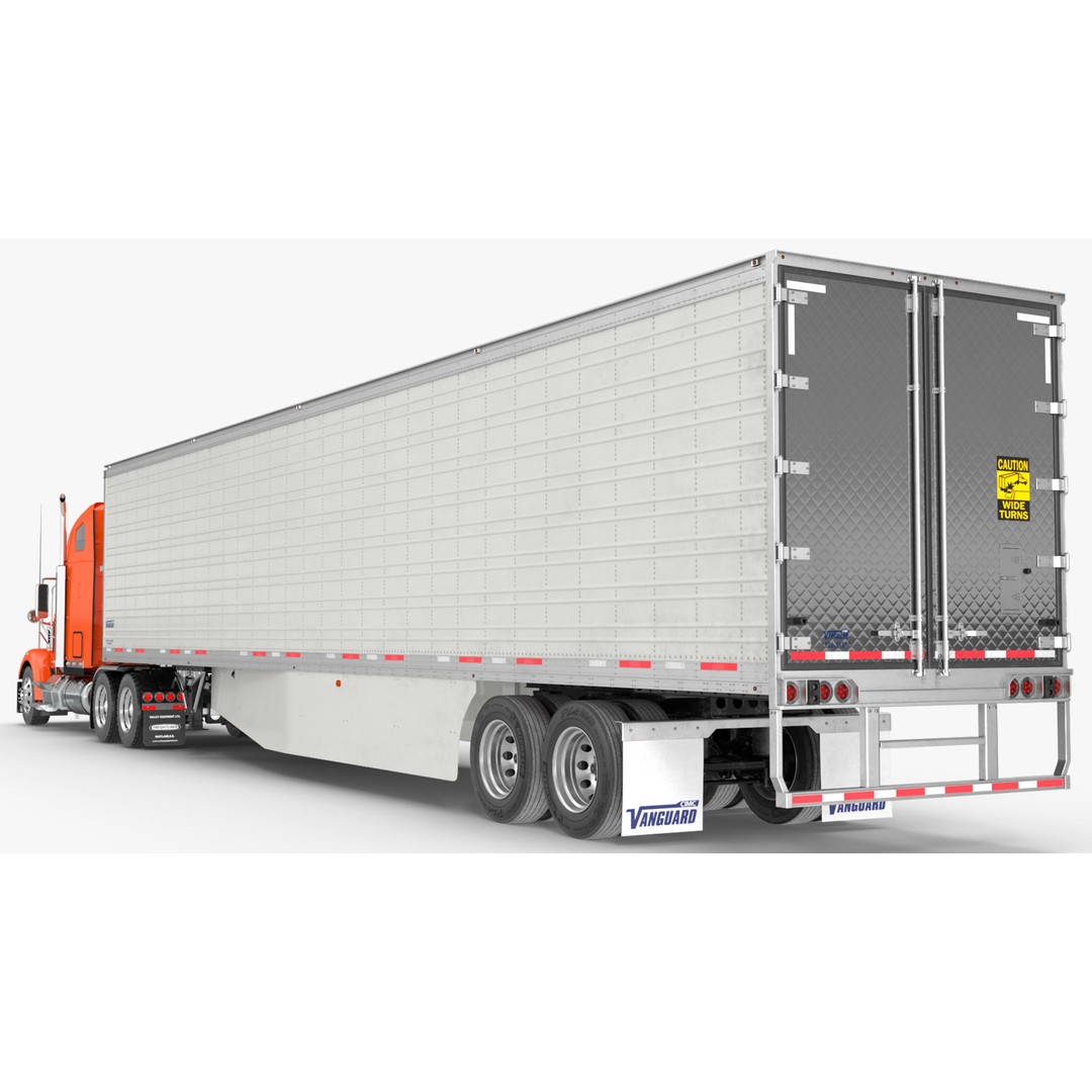 Freightliner Truck 3D Model – Rigged Reefer Trailer for Animation - View 23